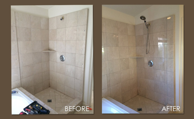 Marble Shower Polishing Before and After